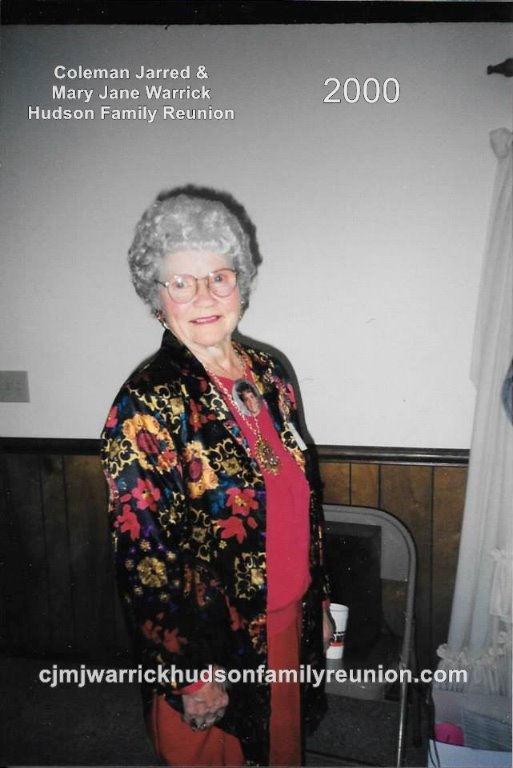 2000 - Oldest Lineal Descendant Present of George - Corneta (Connie) Jane Hudson Coward.