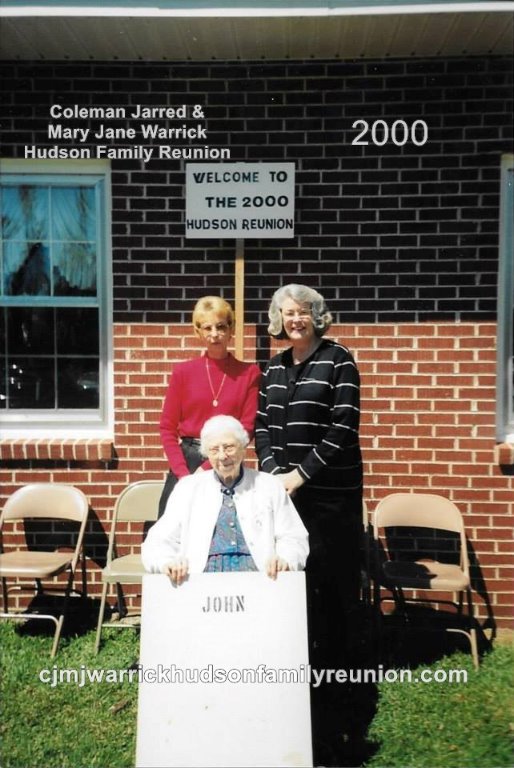 2000 - Family of John - First row: Sallie Hudson Roberts. Second row: Margie Hudson Wright and Sarah COLLINE Roberts.