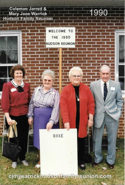 1990 - Family of Bose: Alice Bradsher, Celestial Hudson Butler, Janie Doll Hudson Bradsher Wallace, Jimmy Wallace