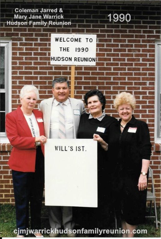 1990 - Family of Will: Sadie Hudson Faulkenberry, Robert Sutton Hudson, Elena Sutton Hudson, Janice Britt Hudson