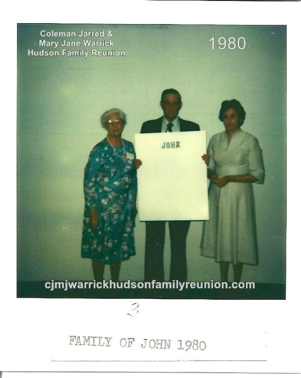 1980 - Family of John - Sallie Hudson Roberts, John Lucian Hudson, Grey Hudson