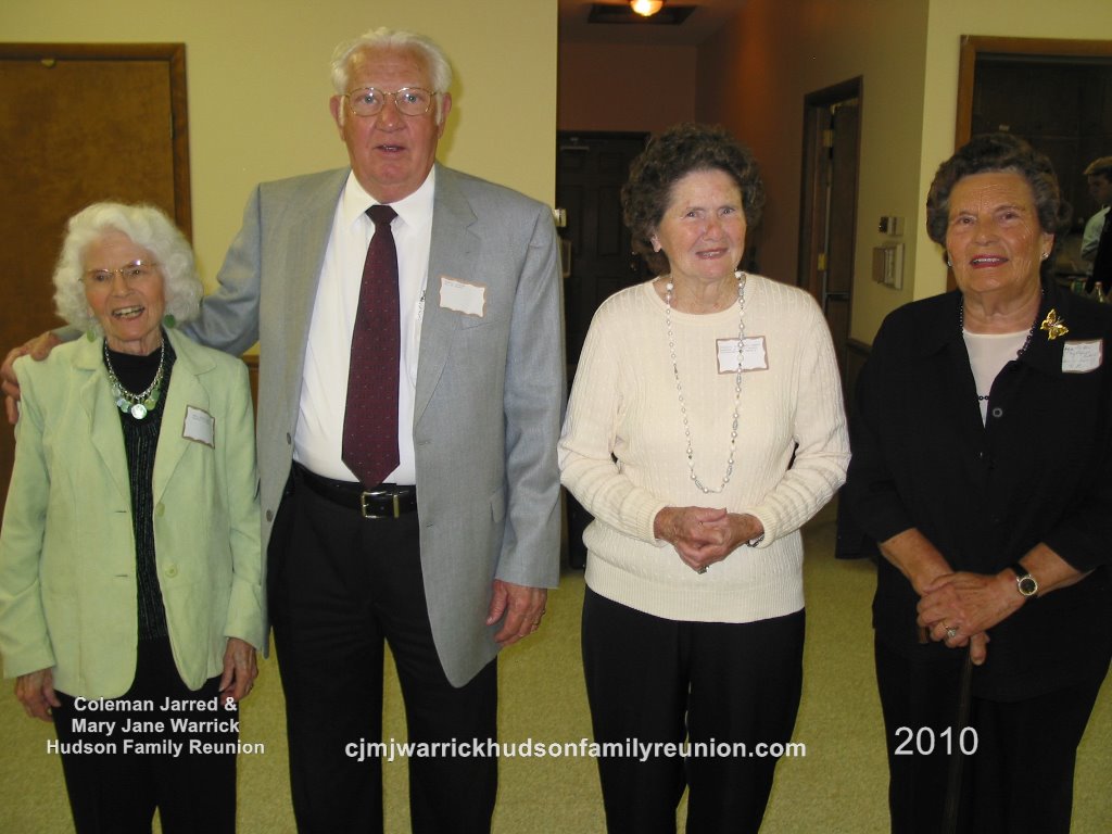 2010 – Descendants Age 80 and Older:
Norma Hudson West (84), Elwood (Woody) Hudson (82), Annie Ruth Hudson Sizemore (86), Eleana Sutton Hudson (89).
