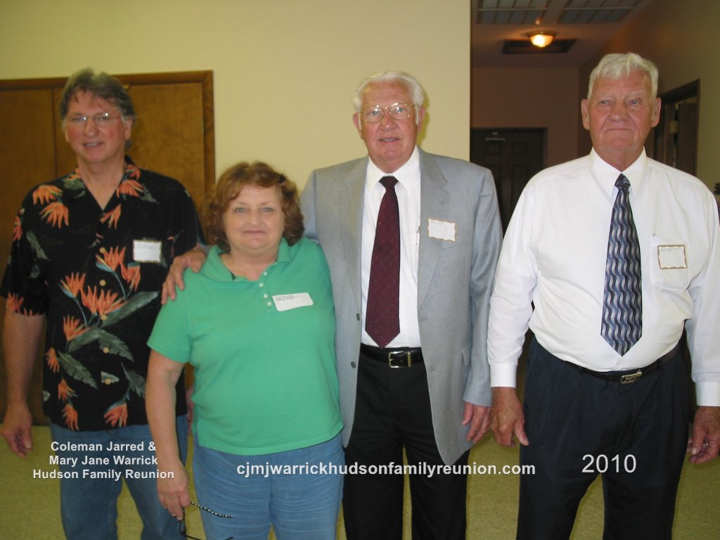 2010 – Officers for 2009 – 2010 Year:
Gary Alan Hudson, Vice President; Peggy Hudson Pollock, Treasurer; Elwood (Woody) Hudson, At-large; David Dwight Hudson Sr., President.

