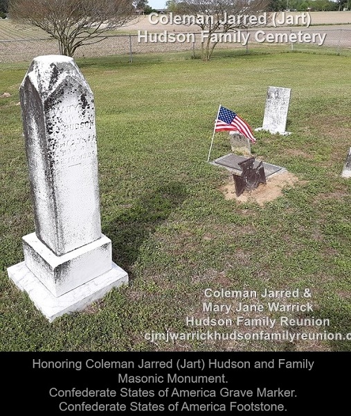 CJH Homestead Cemetery - Masonic Monument, CSA Grave Marker and Footstone