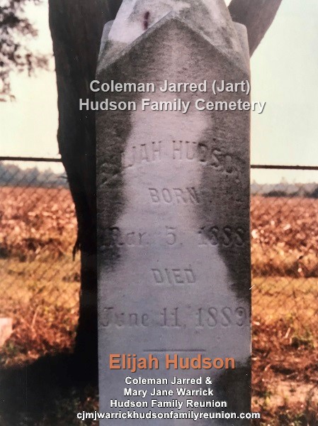 Elijah Hudson- Inscription on Masonic Monument