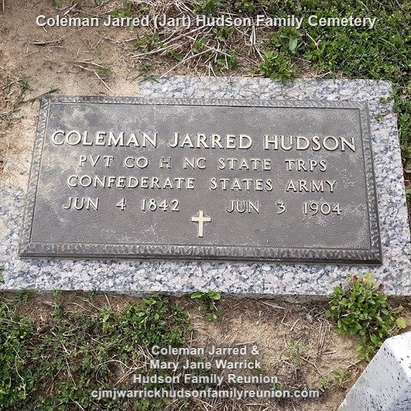 Coleman Jarred Hudson - CSA Memorial Footstone - Copy