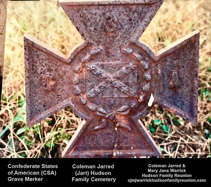 Coleman Jarred (Jart) Hudson - CSA Grave Marker