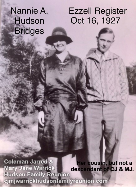 Nannie Arabella Hudson Bridges, and Ezzell Register