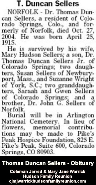 Thomas Duncan Sellers - Obituary
