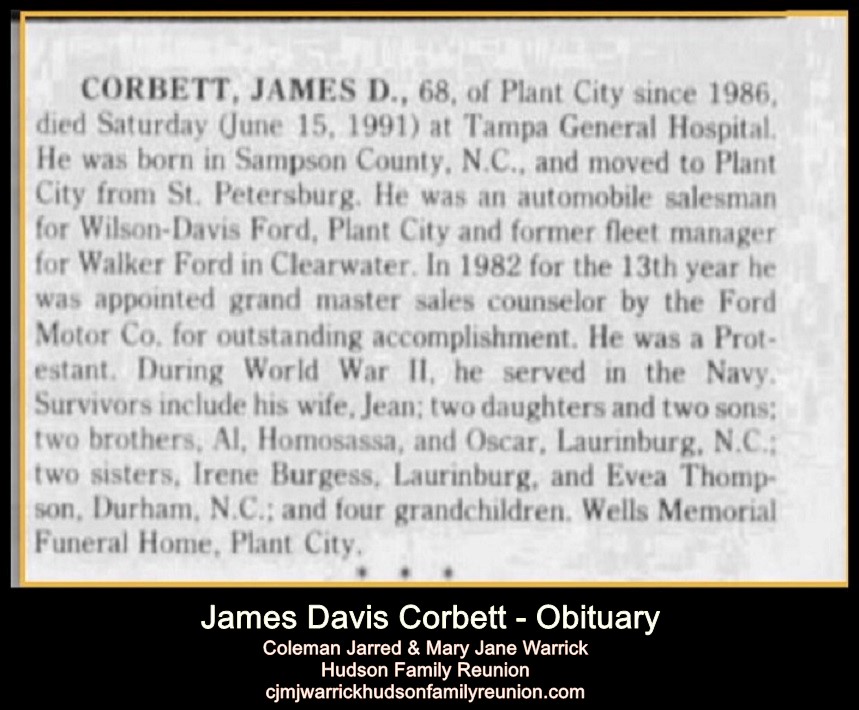 James Davis Corbett - Obituary