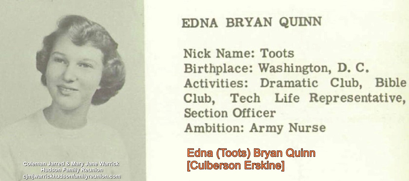 Edna (Toots) Bryan Quinn [Culberson Erskine] - Yearbook Profile