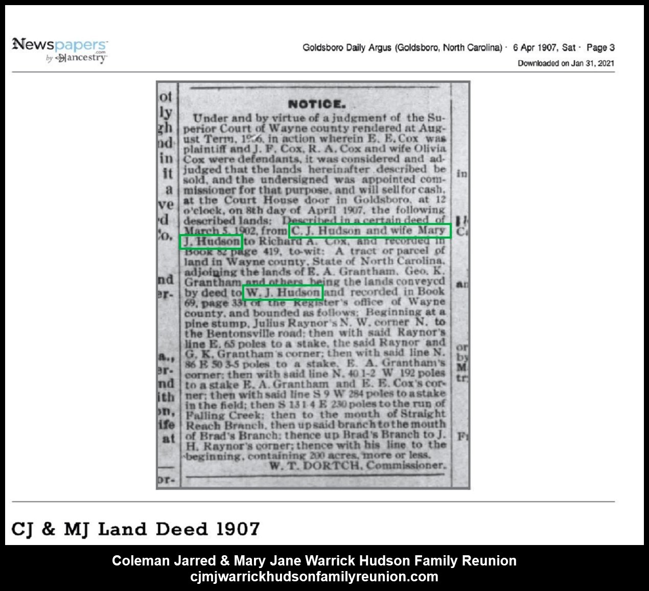 1907, 4-6 CJ MJ Land Deed Reference