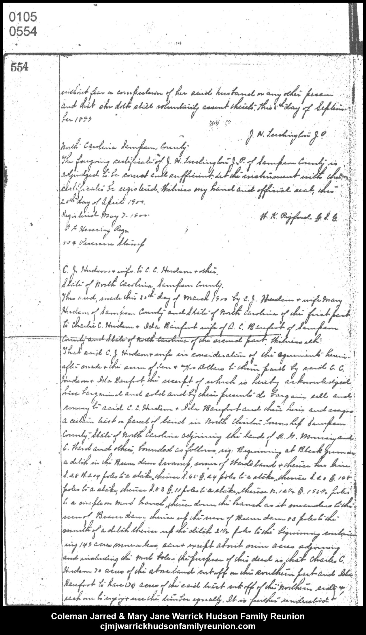 1900, 5-9 - Deed - CJ & MJ to Charlie and Ida (page 1 of 2)