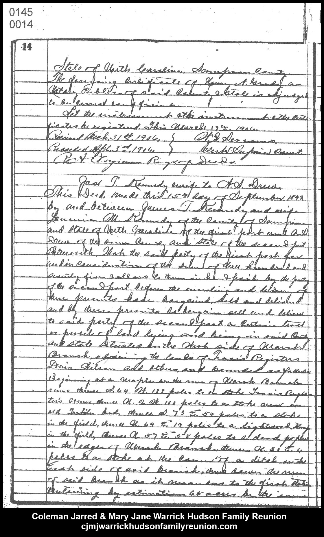 1906, 4-3 - Deed - MJ to George W. Hudson (page 3 of 3)