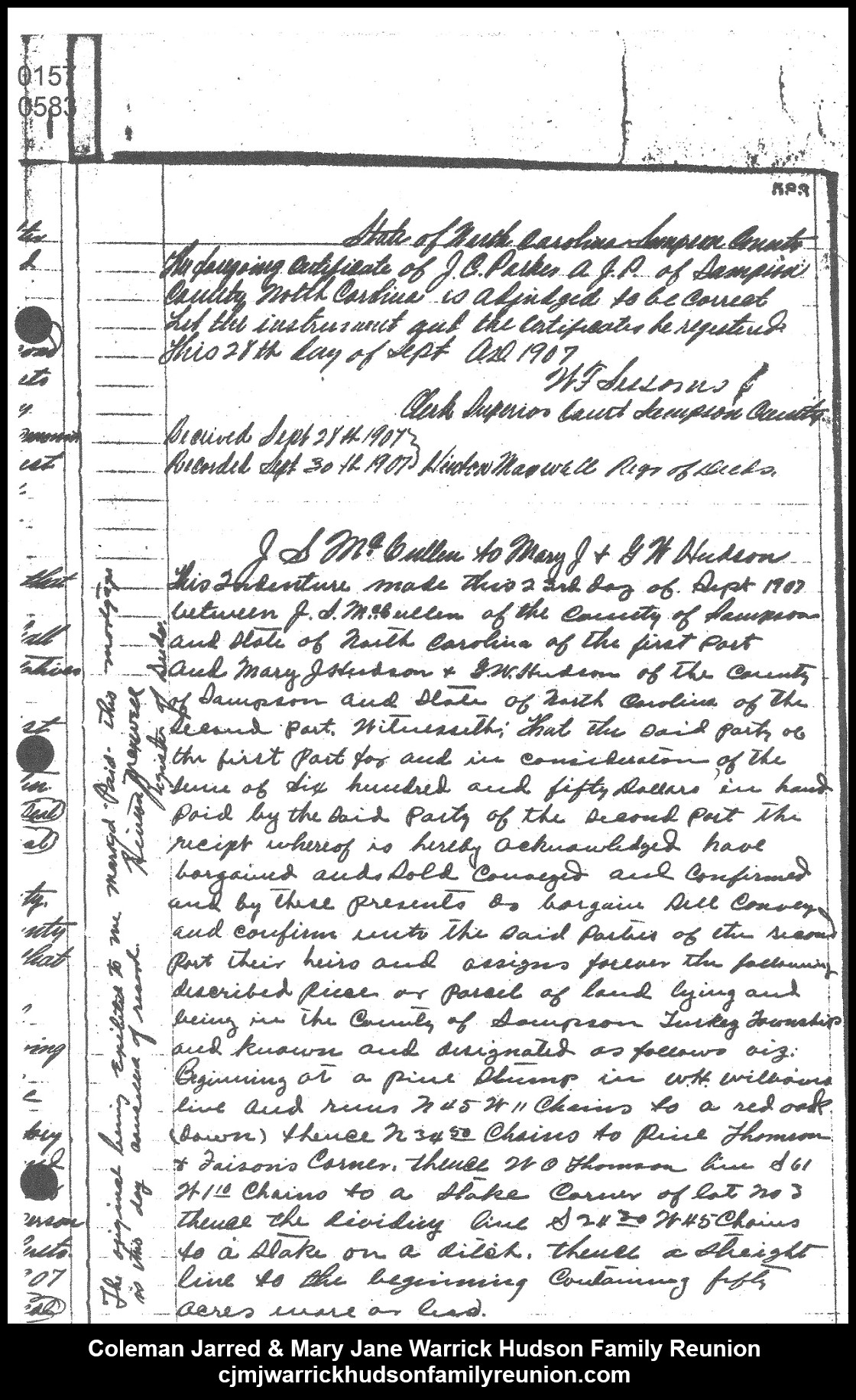 1907, 10-9 - Deed - J. S. McCullen to MJ & George ([page 1 of 3)