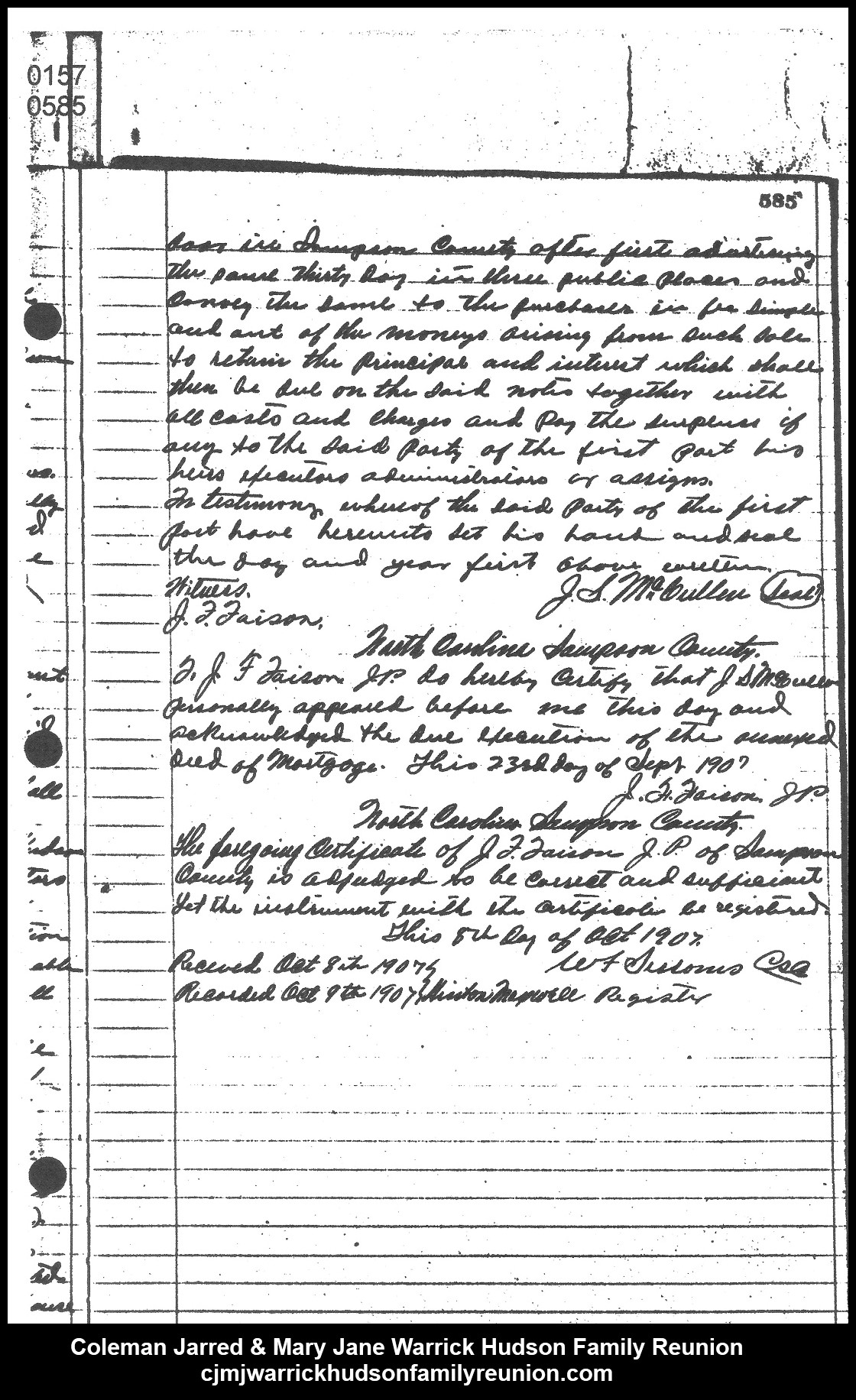 1907, 10-9 - Deed - J. S. McCullen to MJ & George ([page 3 of 3)