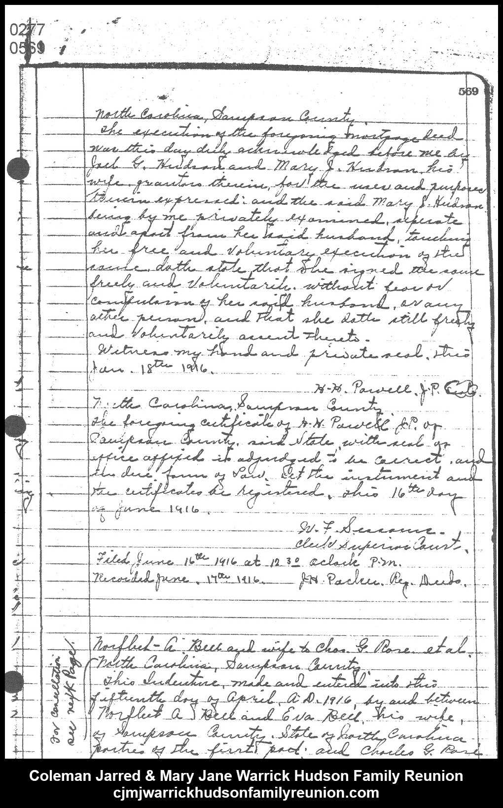 1916, 6-17 - Deed - Joel G. Hudson & wife to MJ (page 4 of 4)
