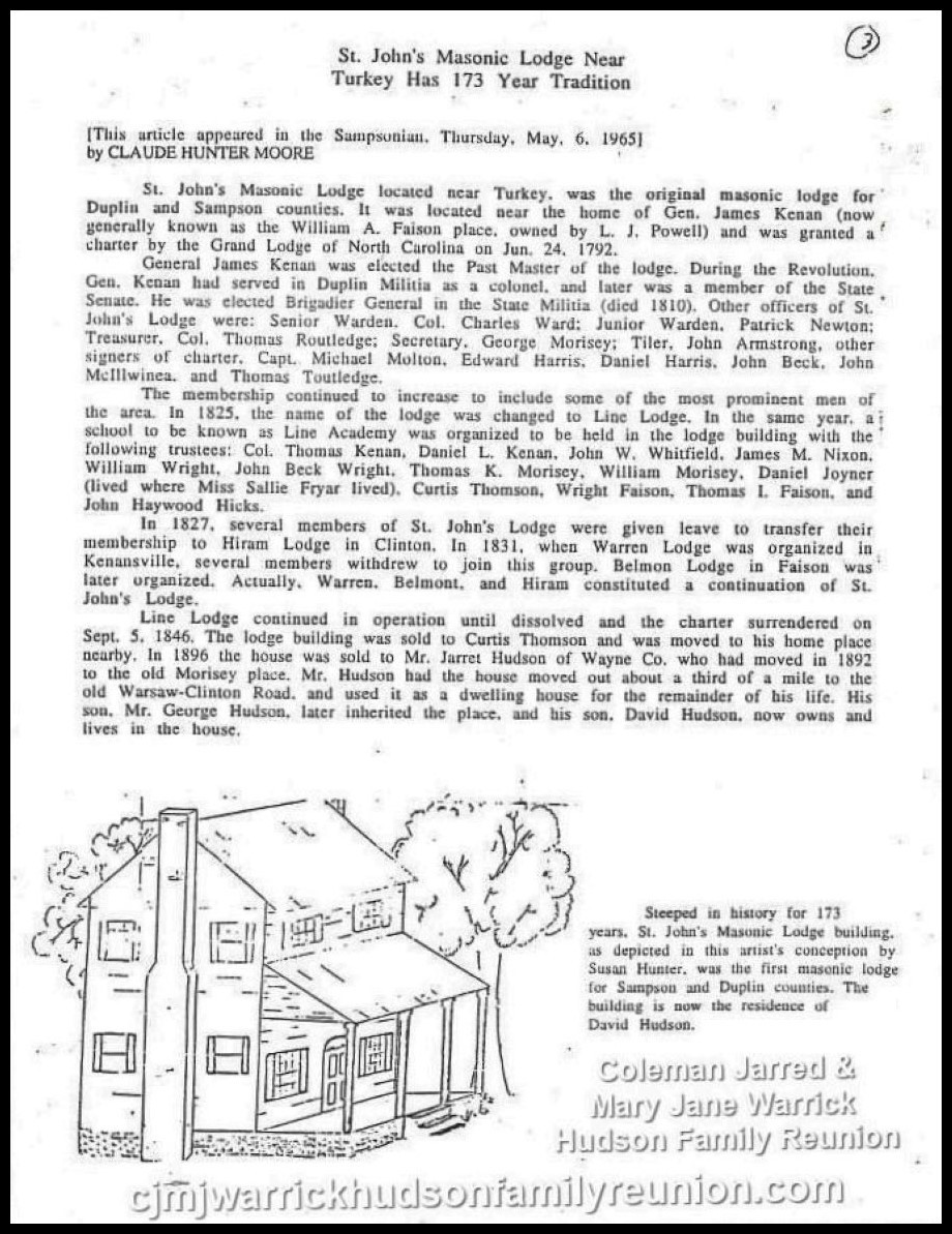 1965, 5-6 - Original Sampson-Duplin Masonic Lodge by Claude Hunter Moore