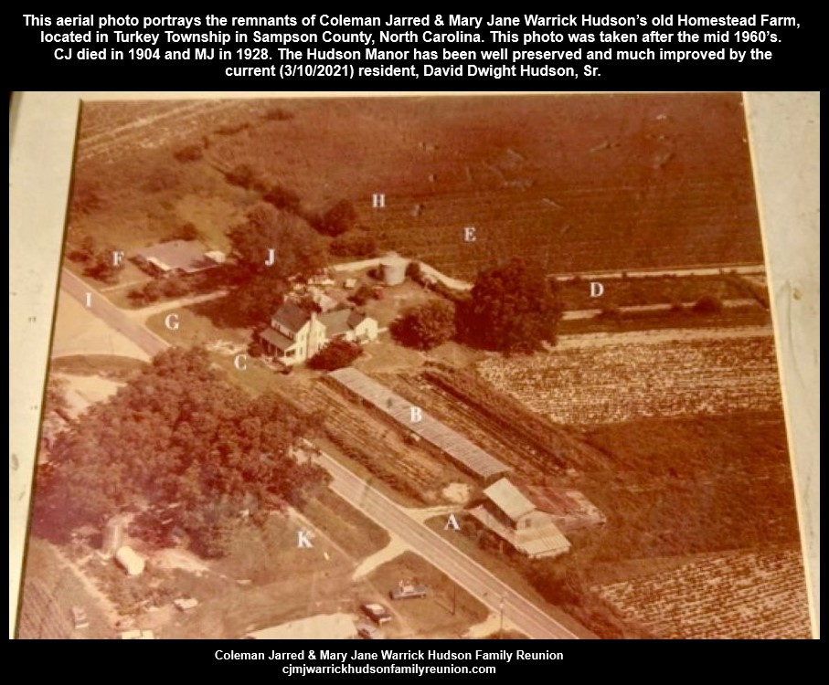 Aerial View of CJ & MJ's Homestead Farm in Turkey Township, NC.