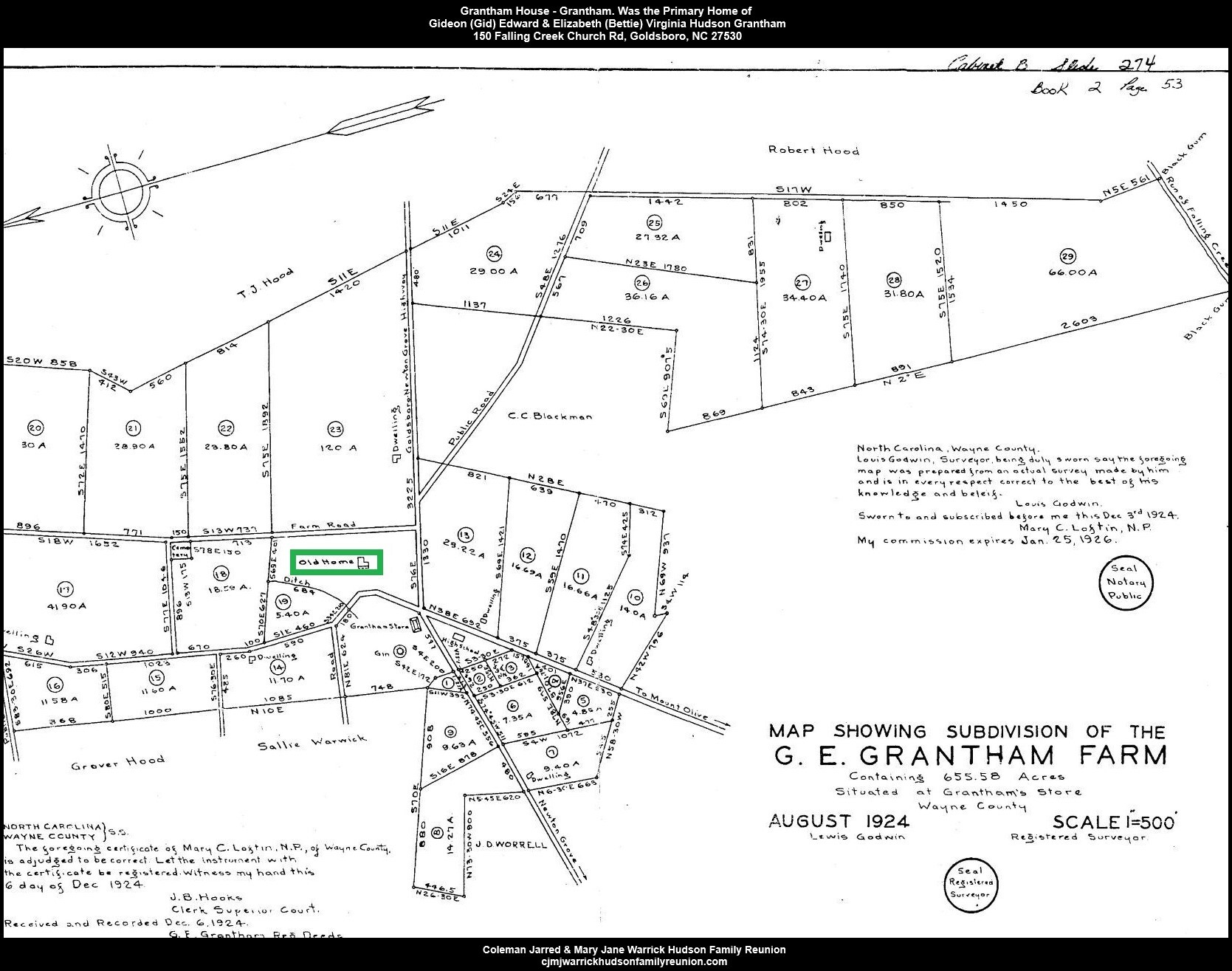 G. E. Grantham 1924 Farm - Subdivision Map (original) (WM)