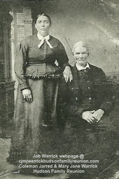 Job Warrick [Sr.] and his third wife, Clarrisa (Clarsey) Brown Warrick.