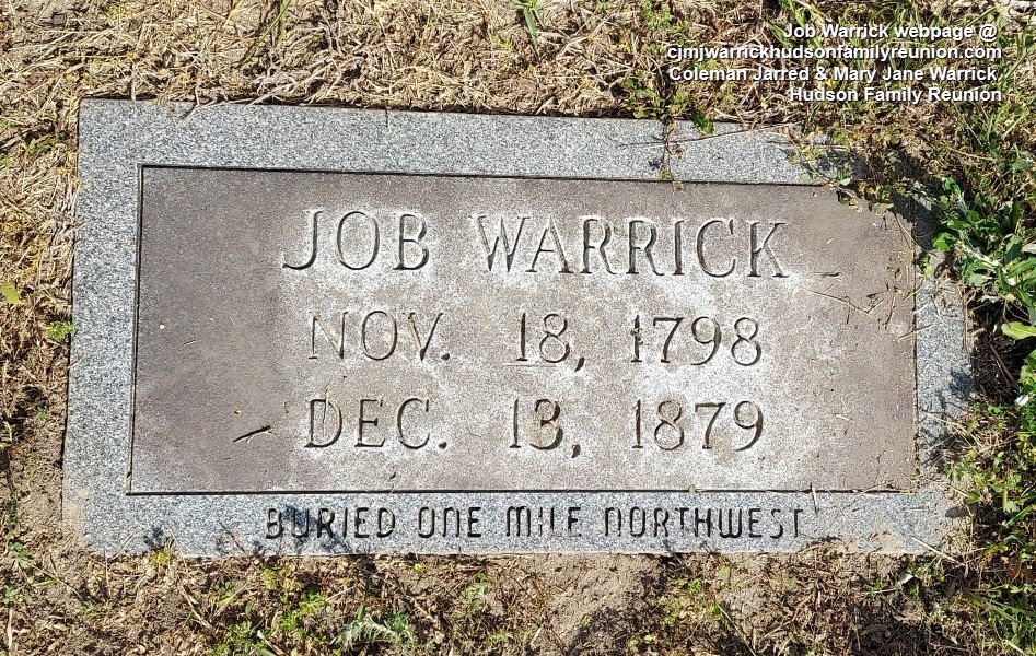 Job Warrick Memorial Footstone at Falling Creek Baptist Church, Grantham, NC (2).